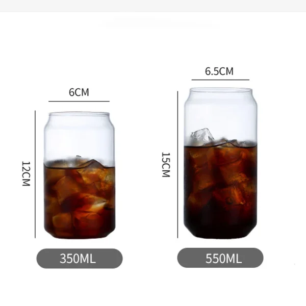 Creative Can Shape Tea Juice Milk Glass Cup Bamboo Lid Coffee Mug Glass Drink Cup High Borosilicate Glass Drinkware Durable 6
