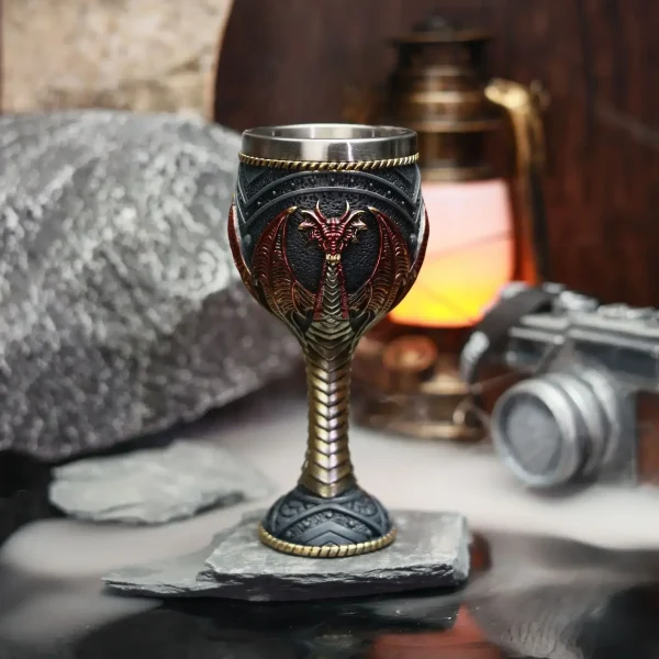 New Retro Dragon Goblet 3D Embossed Resin Stainless Steel Wine Glass Cocktail Glass Drinking Glasses Bar Drinkware Decoration 3