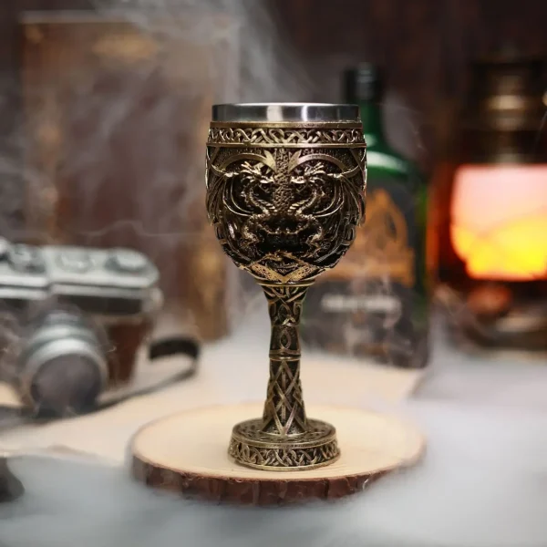 New Retro Dragon Goblet 3D Embossed Resin Stainless Steel Wine Glass Cocktail Glass Drinking Glasses Bar Drinkware Decoration 4