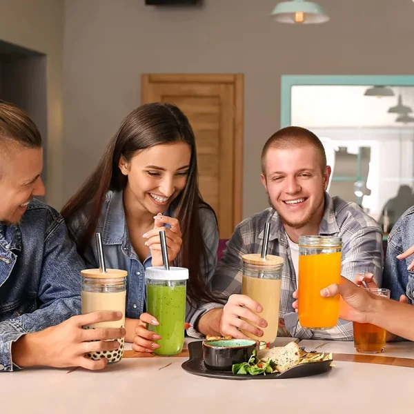 730ml Glass Cup With Lid and Straw Transparent Bubble Tea Cup Juice Glass Beer Can Milk Mocha Cups Breakfast Mug Drinkware 2