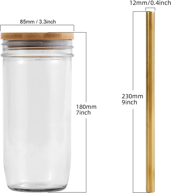 730ml Glass Cup With Lid and Straw Transparent Bubble Tea Cup Juice Glass Beer Can Milk Mocha Cups Breakfast Mug Drinkware 3