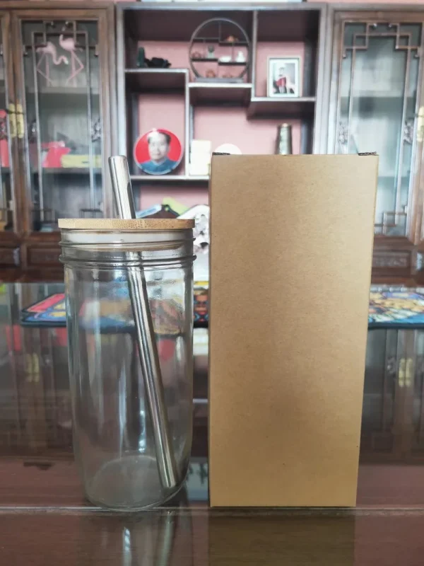 730ml Glass Cup With Lid and Straw Transparent Bubble Tea Cup Juice Glass Beer Can Milk Mocha Cups Breakfast Mug Drinkware 6
