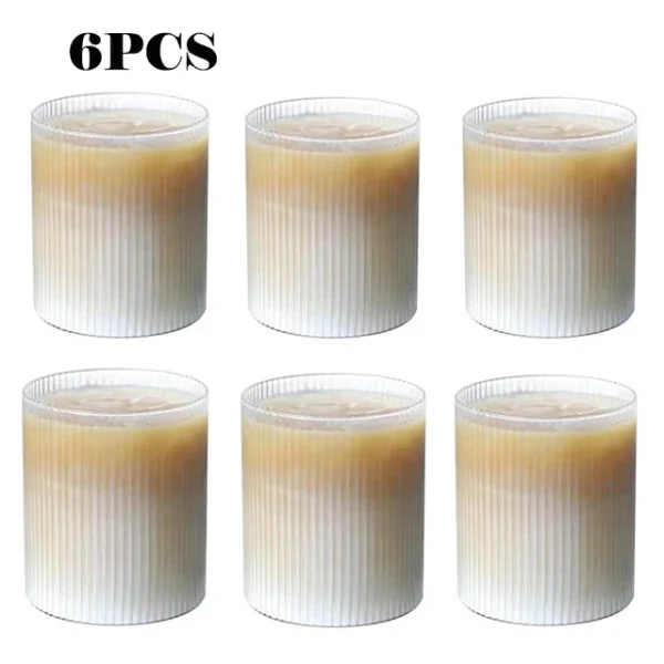 300ML Coffee Mug Japanese Striped Glass Cup Japanese Creative Transparent Bubble Tea Cup Drinkware Shot Glasses Set Whiskey 1