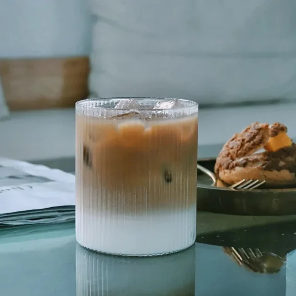 300ML Coffee Mug Japanese Striped Glass Cup Japanese Creative Transparent Bubble Tea Cup Drinkware Shot Glasses Set Whiskey 3