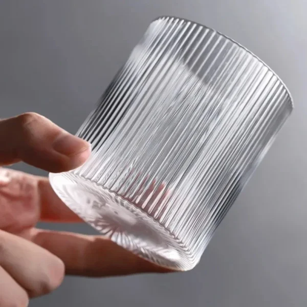 300ML Coffee Mug Japanese Striped Glass Cup Japanese Creative Transparent Bubble Tea Cup Drinkware Shot Glasses Set Whiskey 6