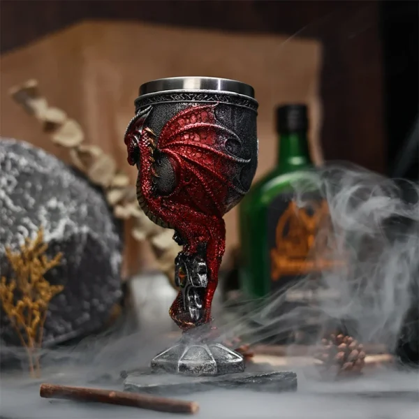 Sword Dragon Wine Glass Medieval Resin Stainless Steel Goblet Chalice Cocktail Glasses Whiskey Cup Champagne Cups Bar Drinkware 4