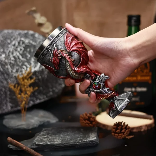 Sword Dragon Wine Glass Medieval Resin Stainless Steel Goblet Chalice Cocktail Glasses Whiskey Cup Champagne Cups Bar Drinkware 5