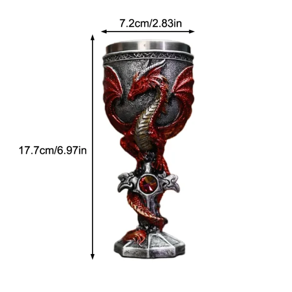 Sword Dragon Wine Glass Medieval Resin Stainless Steel Goblet Chalice Cocktail Glasses Whiskey Cup Champagne Cups Bar Drinkware 6