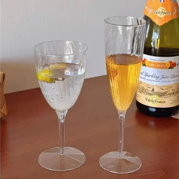 1pc 210ml Red Wine Champagne Flutes Cups Plastic Thickened Imitation Plastic Cups Clear Wedding Festival Supplies Drinkware Cup 4