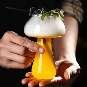 280ml Cute Mushroom Cocktail Glass Cup Clear Wine Glasses Cup Coffee Cups Drinkware Bar KTV Thickened Glass Cup Juice Cup 1