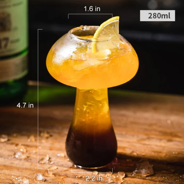 280ml Cute Mushroom Cocktail Glass Cup Clear Wine Glasses Cup Coffee Cups Drinkware Bar KTV Thickened Glass Cup Juice Cup 2