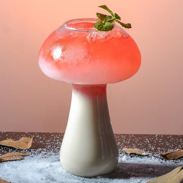 280ml Cute Mushroom Cocktail Glass Cup Clear Wine Glasses Cup Coffee Cups Drinkware Bar KTV Thickened Glass Cup Juice Cup 3