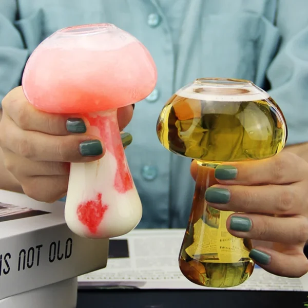 280ml Cute Mushroom Cocktail Glass Cup Clear Wine Glasses Cup Coffee Cups Drinkware Bar KTV Thickened Glass Cup Juice Cup 4