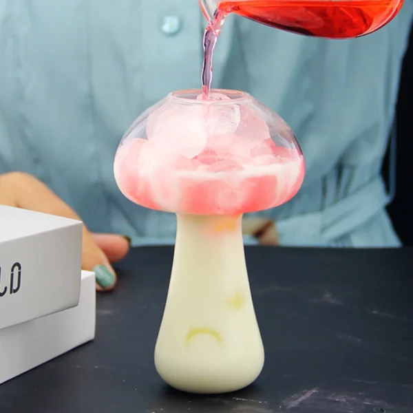 280ml Cute Mushroom Cocktail Glass Cup Clear Wine Glasses Cup Coffee Cups Drinkware Bar KTV Thickened Glass Cup Juice Cup 5