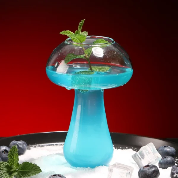 280ml Cute Mushroom Cocktail Glass Cup Clear Wine Glasses Cup Coffee Cups Drinkware Bar KTV Thickened Glass Cup Juice Cup 6