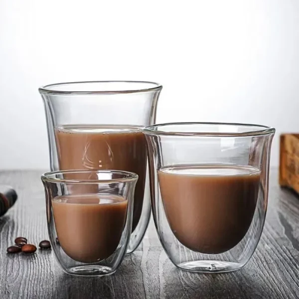 1Pcs 80-220ml Double Wall Glass Cup Clear Heat Resistant Tea Cups Healthy Drink Coffee Milk Mug Insulated Glass Drinkware Gift 2