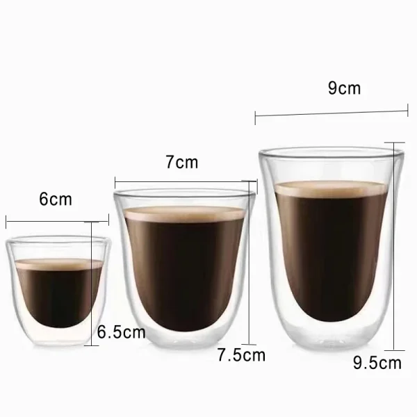1Pcs 80-220ml Double Wall Glass Cup Clear Heat Resistant Tea Cups Healthy Drink Coffee Milk Mug Insulated Glass Drinkware Gift 6