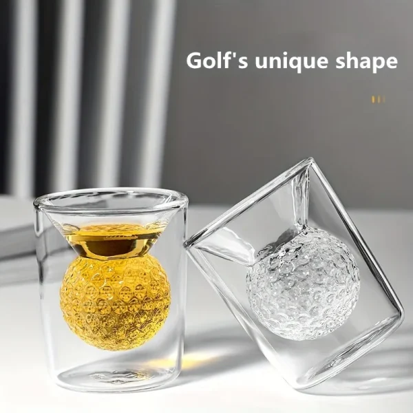 1pc 50ml Golf Ball Glass Cup Double Walled High Borosilicate Glass Thickened Water Cup Whiskey Cup Drinkware Glassware 1
