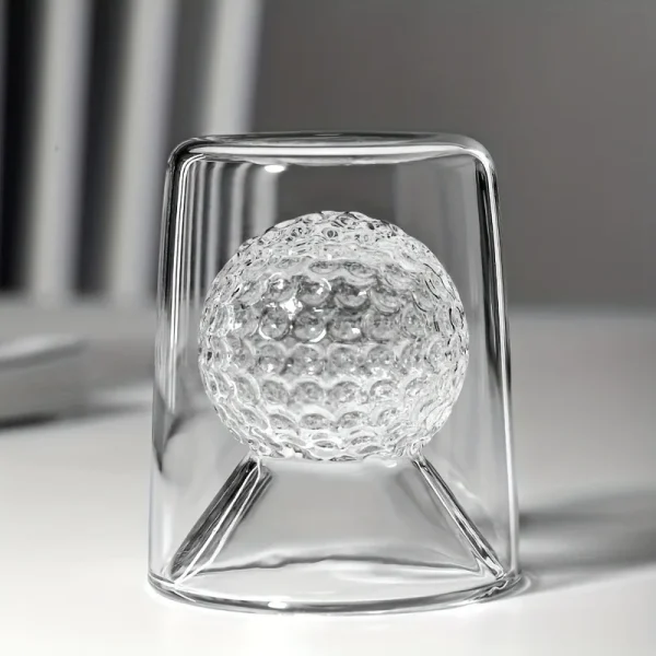 1pc 50ml Golf Ball Glass Cup Double Walled High Borosilicate Glass Thickened Water Cup Whiskey Cup Drinkware Glassware 2