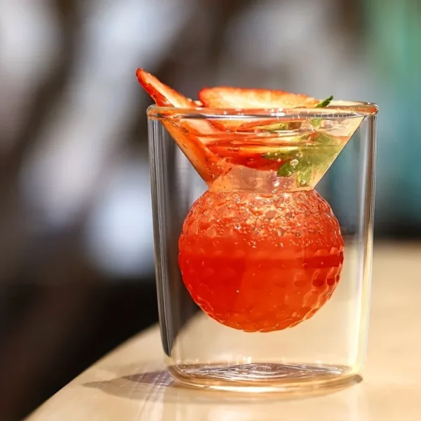 1pc 50ml Golf Ball Glass Cup Double Walled High Borosilicate Glass Thickened Water Cup Whiskey Cup Drinkware Glassware 3