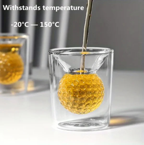 1pc 50ml Golf Ball Glass Cup Double Walled High Borosilicate Glass Thickened Water Cup Whiskey Cup Drinkware Glassware 4