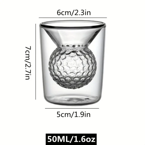 1pc 50ml Golf Ball Glass Cup Double Walled High Borosilicate Glass Thickened Water Cup Whiskey Cup Drinkware Glassware 6