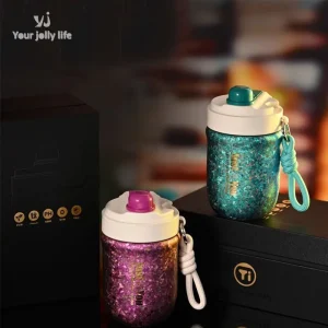 400ml Thermos Cup With Rope,Double Layer Pure Titanium Drinkware,Vacuum Flasks,Crystal Coffee Mug,High-end Portable Water Bottle 1