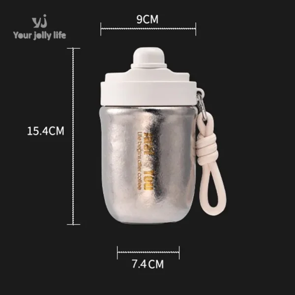 400ml Thermos Cup With Rope,Double Layer Pure Titanium Drinkware,Vacuum Flasks,Crystal Coffee Mug,High-end Portable Water Bottle 4