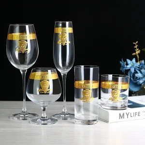 Nordic Gold Edge Crystal Goblet Wine Glass Light Luxury Clear Champagne Glass Brandy Whiskey Cup Wedding Party Drinkware Barware 1