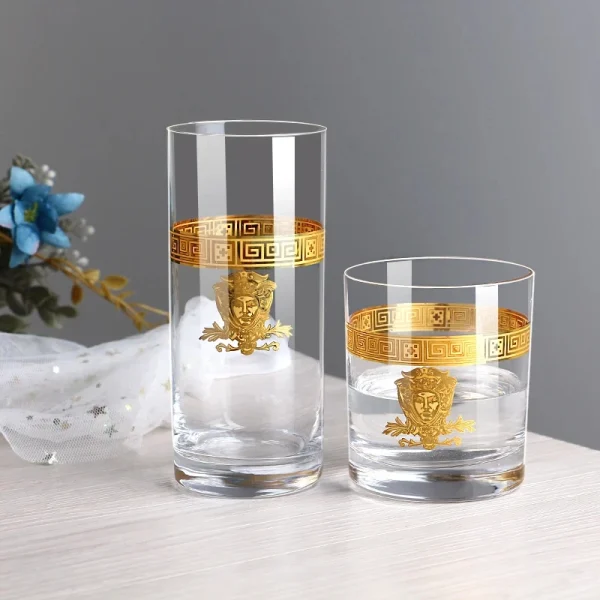 Nordic Gold Edge Crystal Goblet Wine Glass Light Luxury Clear Champagne Glass Brandy Whiskey Cup Wedding Party Drinkware Barware 3