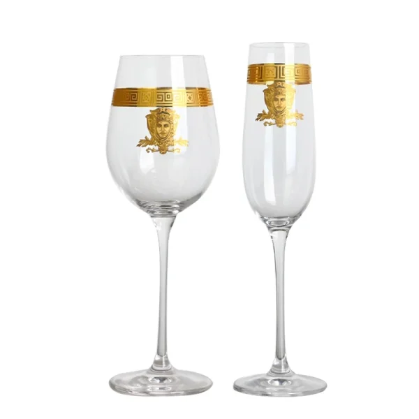 Nordic Gold Edge Crystal Goblet Wine Glass Light Luxury Clear Champagne Glass Brandy Whiskey Cup Wedding Party Drinkware Barware 5