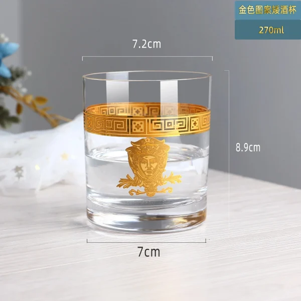 Nordic Gold Edge Crystal Goblet Wine Glass Light Luxury Clear Champagne Glass Brandy Whiskey Cup Wedding Party Drinkware Barware 6