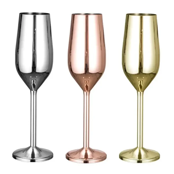 Stainless Steel Champagne Cup Wine Glass Cocktail Glass Metal Wine Glass Bar Restaurant Goblet Drinkware Wine Tumblers RE 3