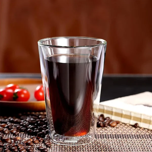 Double Walled Glass Coffee Mugs with Silicone Lids 350ml/12oz Reusable Glass Coffee Cups Insulated Hot/Cold Drinkware Cup 4