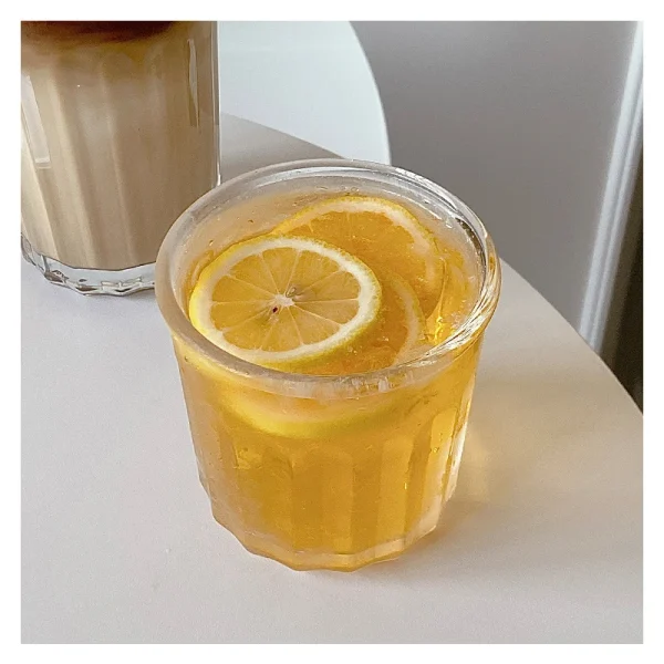 Vertical Grain Coffee Cup Transparent Glass Water Cup INS Style Retro French Latte Cups Milk Juice Glasses Drinkware Home Hotel 4