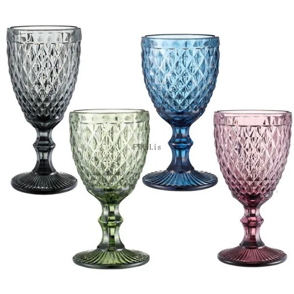 200-300ml European Court Goblet Embossed Red Wine Whiskey Brandy Cup Festival Banquet Wedding Drinkware 1