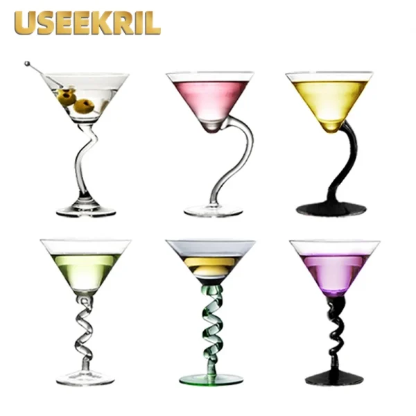 Creative Cocktail Glasses Cups Curved Martini Glass Cup Personalized Curved Martini Glass Goblet Drinkware Bar Home Accessories 1