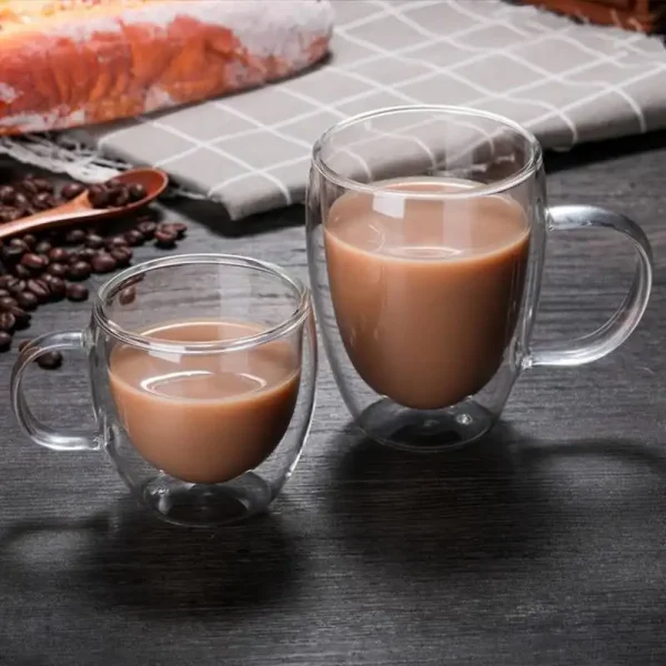 2/3/4Pcs Double Wall High Borosilicate Glass Mug Heat Resistant Tea Milk Lemon Juice Coffee Water Cup Bar Drinkware Lover Gift 3