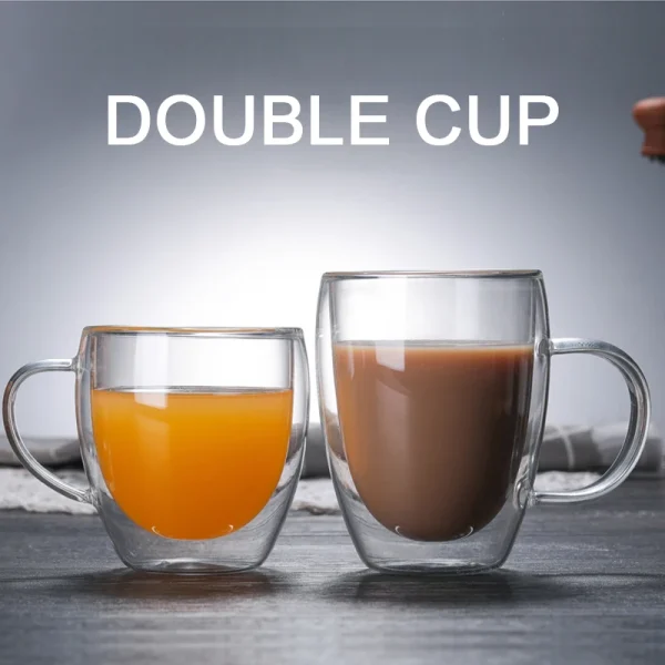 2/3/4Pcs Double Wall High Borosilicate Glass Mug Heat Resistant Tea Milk Lemon Juice Coffee Water Cup Bar Drinkware Lover Gift 4