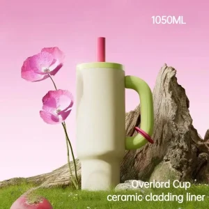 1050ML Iced Coffee Tumbler Car Thermos Cup With Straw Handle Stainless Steel Flask Large Capacity Drinkware Outdoor Water Bottle 1