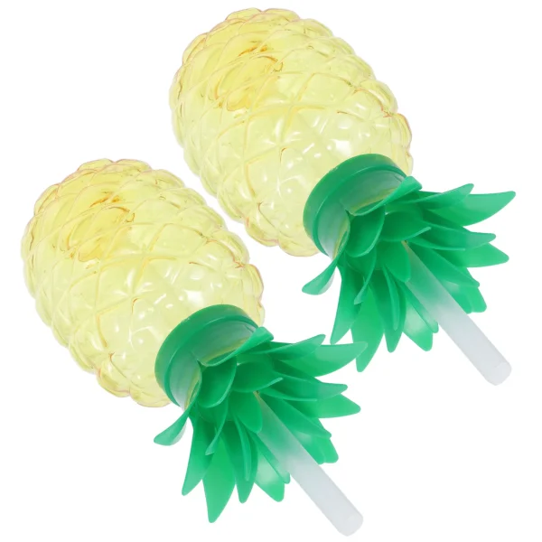 2 Pcs Fruit Shaped Cups Pineapple Drinkware Plastic Glass Straw Party Supplies Large Capacity Summer Cups Beverages Milk Juice 6