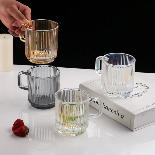 Glass Mug with Lid   Spoon  Handle Insulated Coffee Cup for Home Milk Tea Ceramic Look Drinkware Elegant High End Design 1
