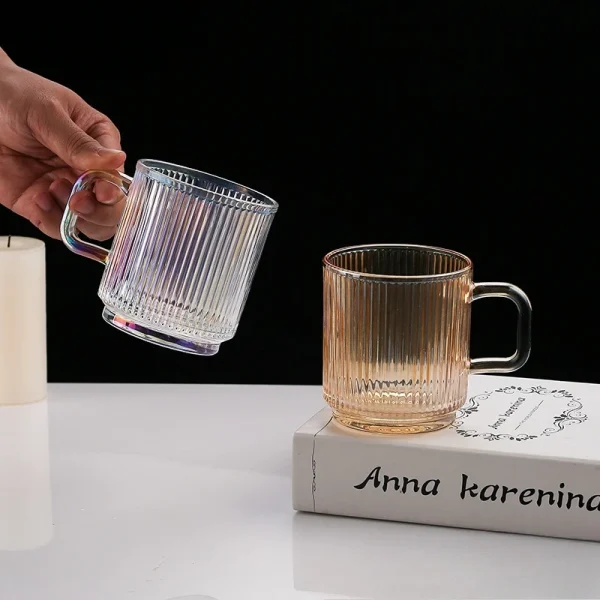 Glass Mug with Lid   Spoon  Handle Insulated Coffee Cup for Home Milk Tea Ceramic Look Drinkware Elegant High End Design 2