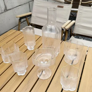 Phnom Penh Cocktail Glass Cups Creative Flower Shape Ripple Transparent Goblets Cups for Champagne Drinkware Glass Sets 1