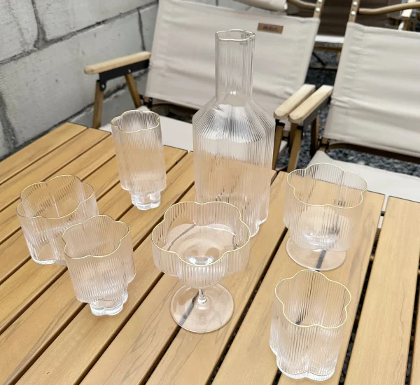 Phnom Penh Cocktail Glass Cups Creative Flower Shape Ripple Transparent Goblets Cups for Champagne Drinkware Glass Sets 1