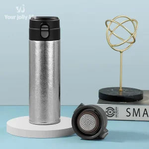 Pure Titanium Thermos Cup With Bounce Lid,One Click Open,Double Layer Drinkware,Vacuum Flasks,Portable Car Water Bottle, 480ml 1