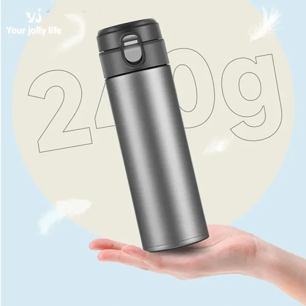 Pure Titanium Thermos Cup With Bounce Lid,One Click Open,Double Layer Drinkware,Vacuum Flasks,Portable Car Water Bottle, 480ml 3