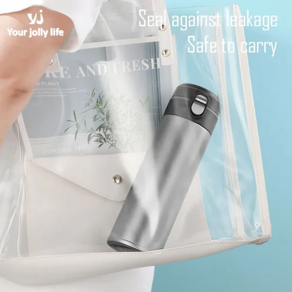 Pure Titanium Thermos Cup With Bounce Lid,One Click Open,Double Layer Drinkware,Vacuum Flasks,Portable Car Water Bottle, 480ml 6