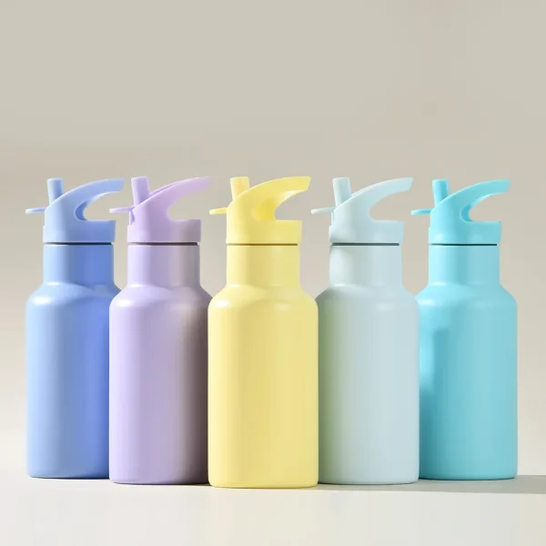 350ml Sports Thermos Cup With Handle And Straw,Double Vacuum Flasks,Portable Outdoor Drinkware,Mini Stainless Steel Water Bottle 2