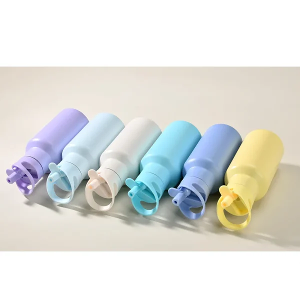 350ml Sports Thermos Cup With Handle And Straw,Double Vacuum Flasks,Portable Outdoor Drinkware,Mini Stainless Steel Water Bottle 4